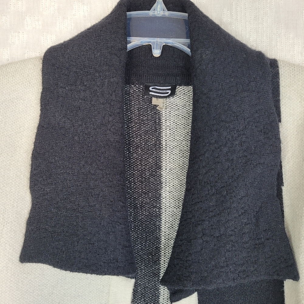 Sioni black and white sweater cardigan blazer cozy artsy contemporary funky S - Picture 6 of 11